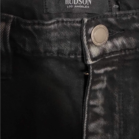 SOLD Hudson Jeans Denim Mini Skirt Embroidered Crystals - Picture 2 of 6